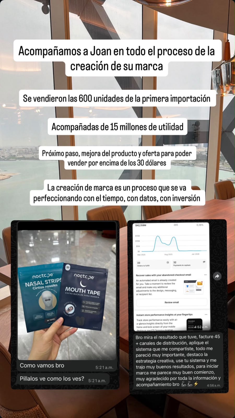 Producto noctape de Joan y panel de ventas