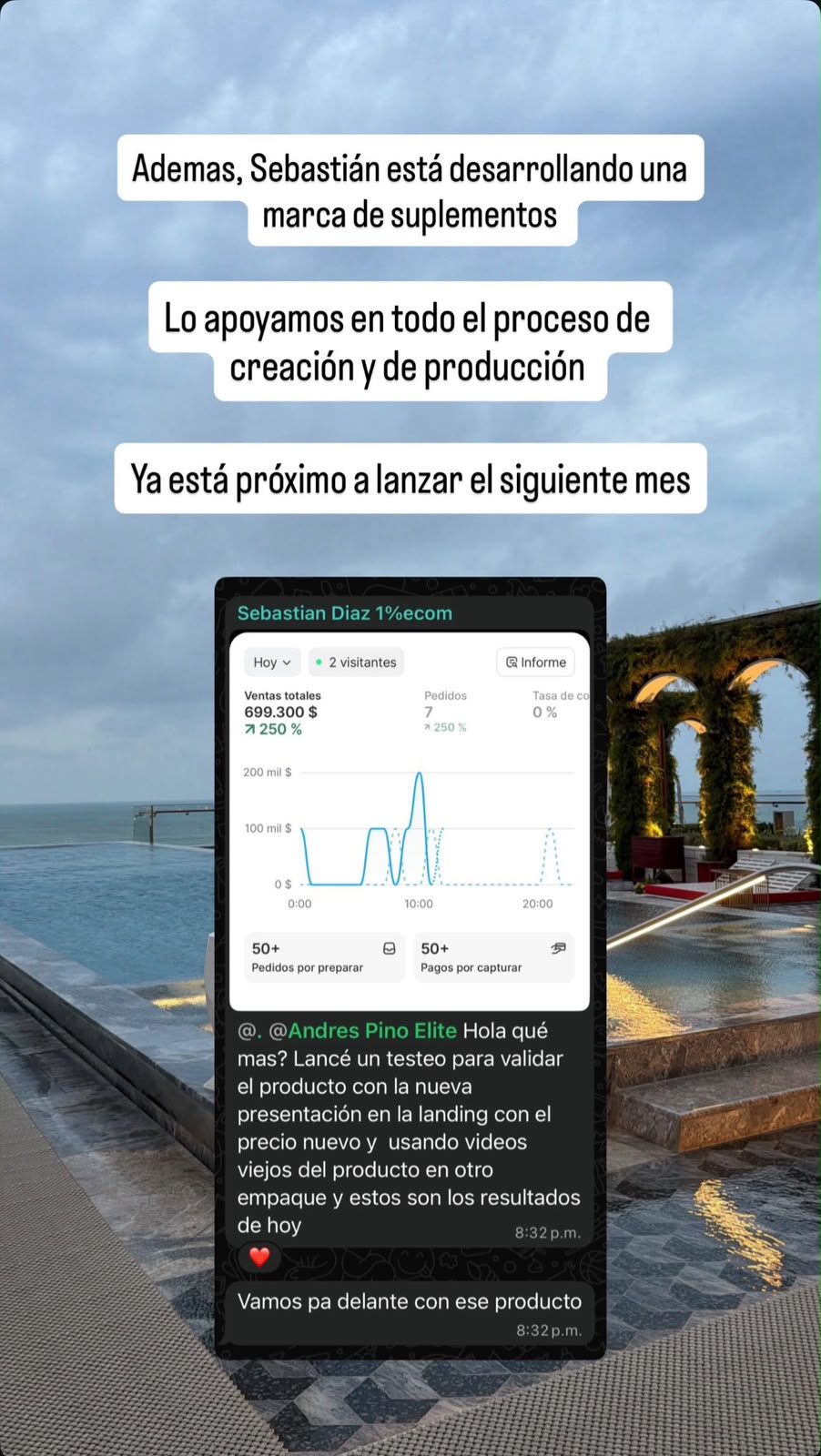 Testeo de Sebastián con 699 mil pesos en ventas en un día